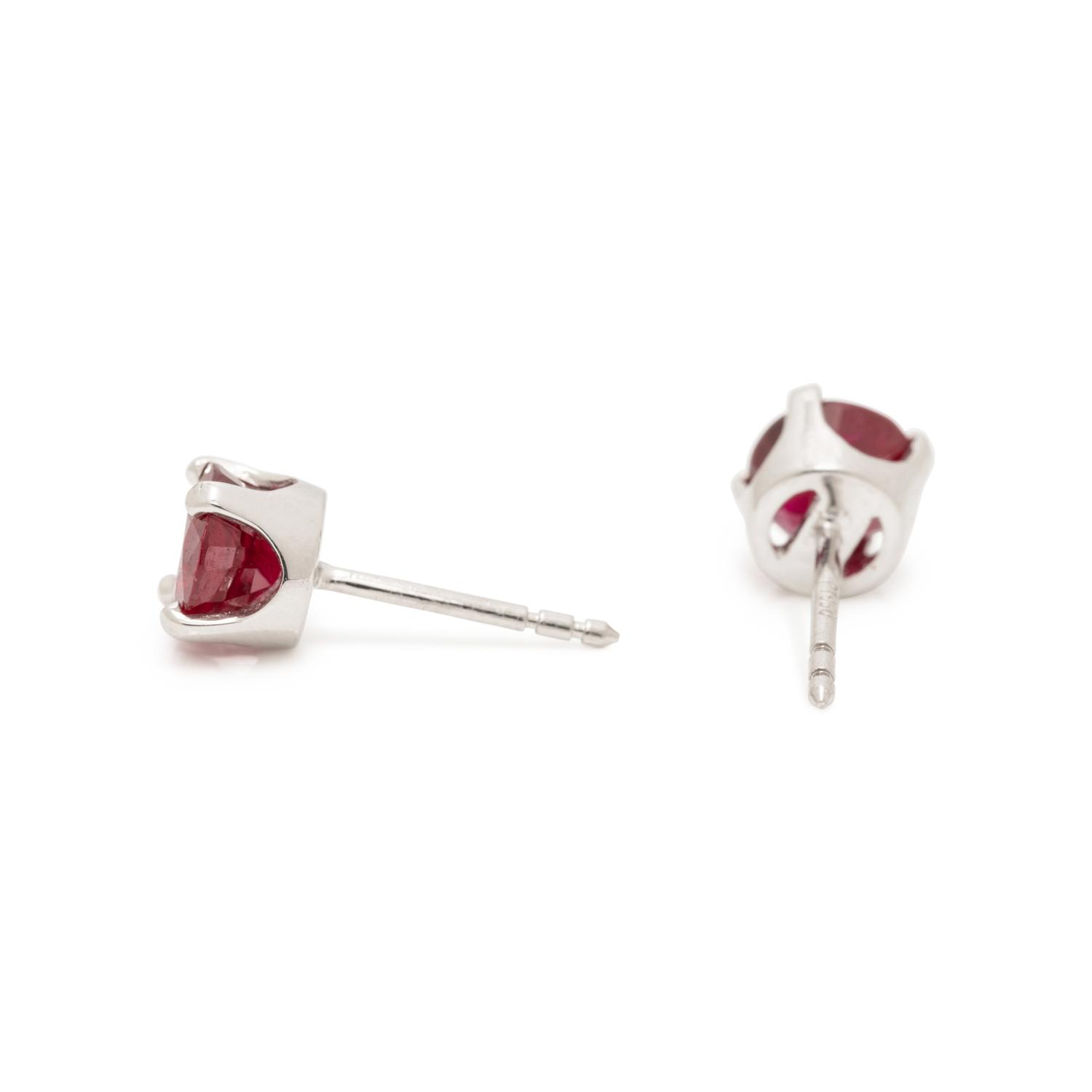 PLATINUM AND RUBY STUD EARRINGS