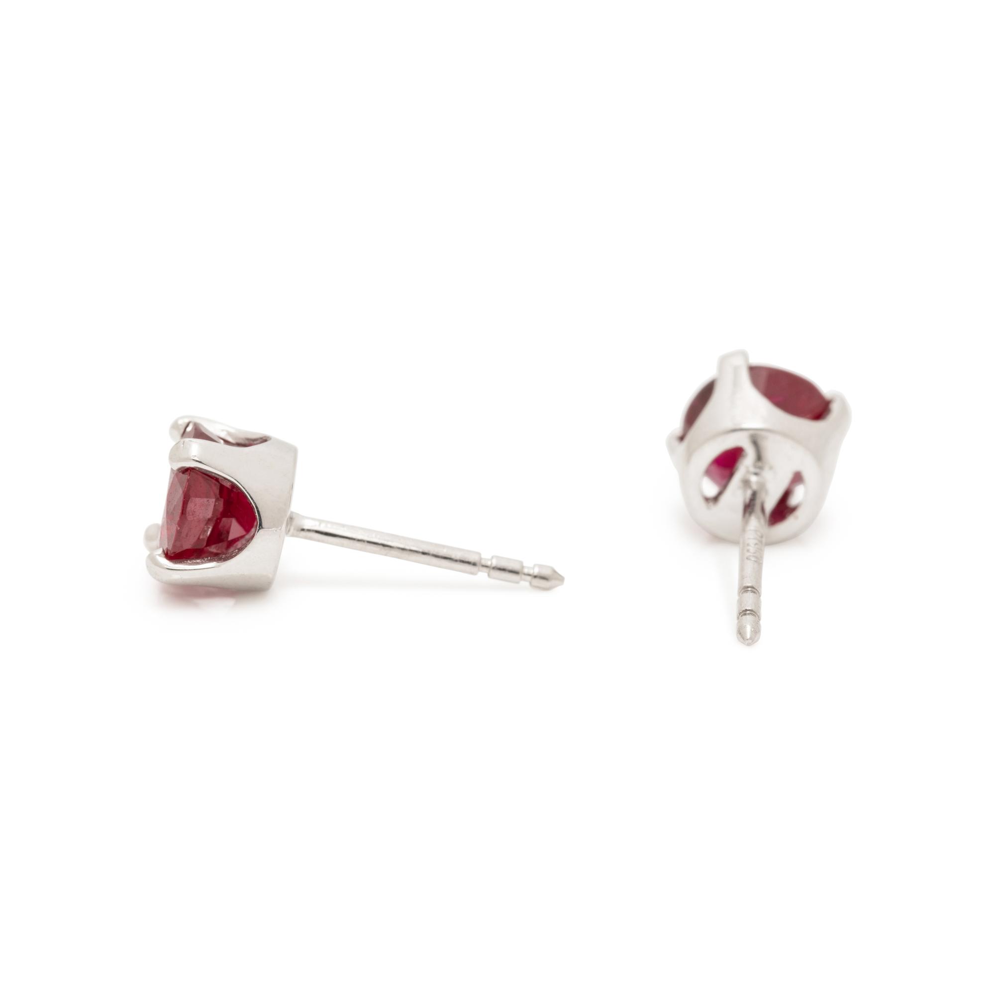 PLATINUM AND RUBY STUD EARRINGS