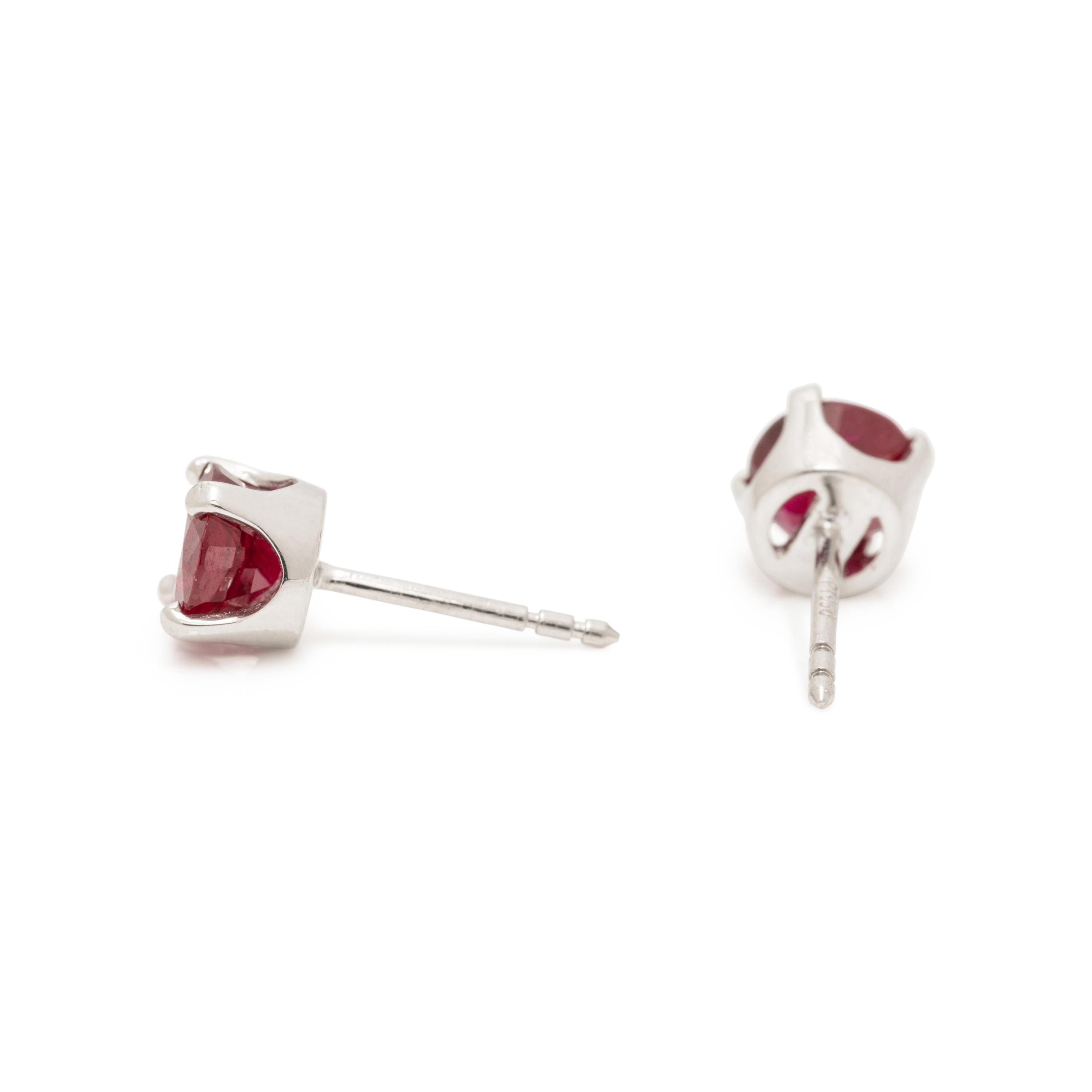 PLATINUM AND RUBY STUD EARRINGS
