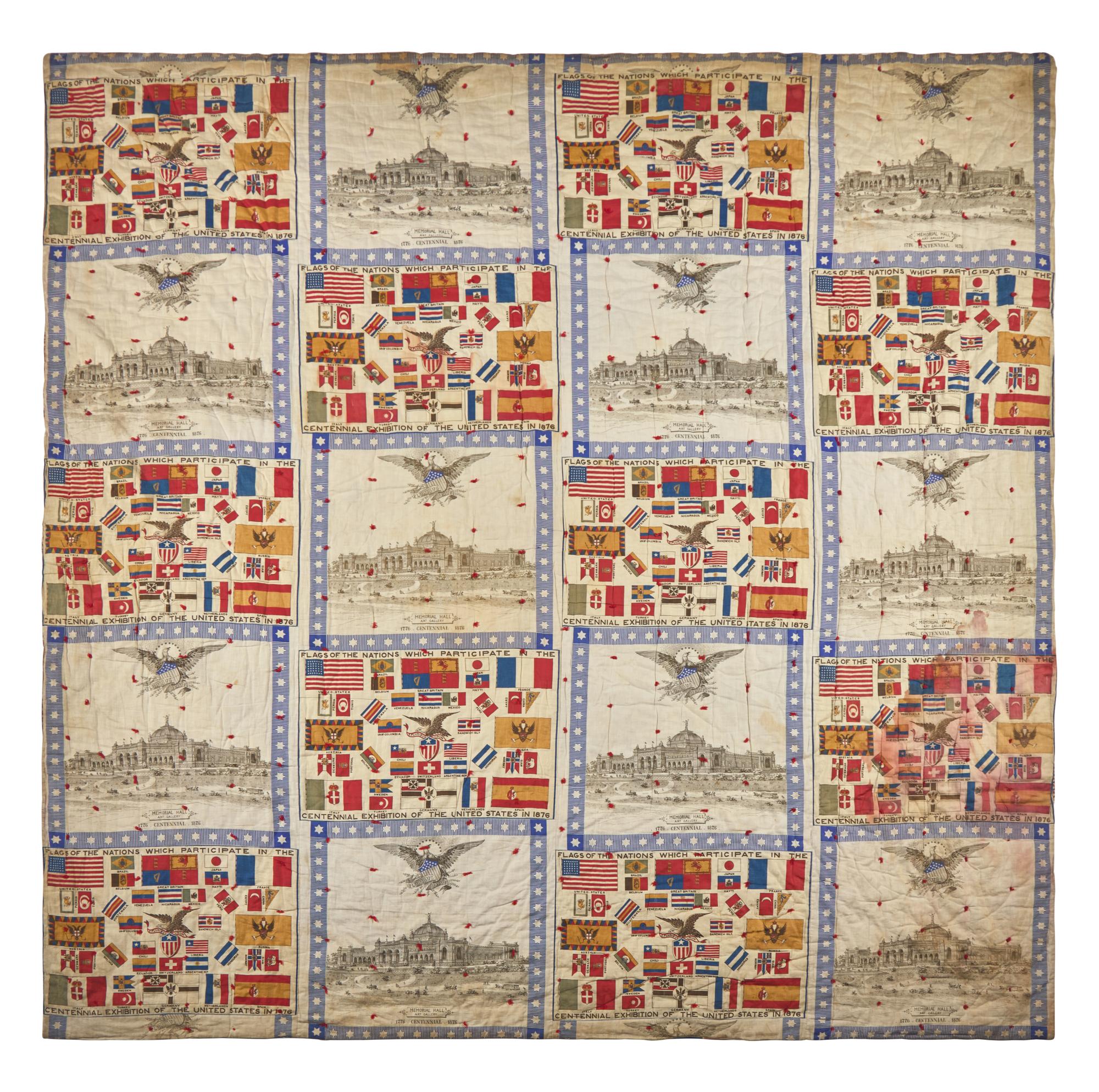 A Philadelphia Centennial Exposition Tied Coverlet