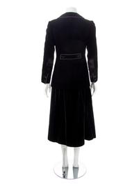 Yves Saint Laurent Haute Couture Black Velvet Smoking Jacket, with Rive Gauche Skirt, 1970s