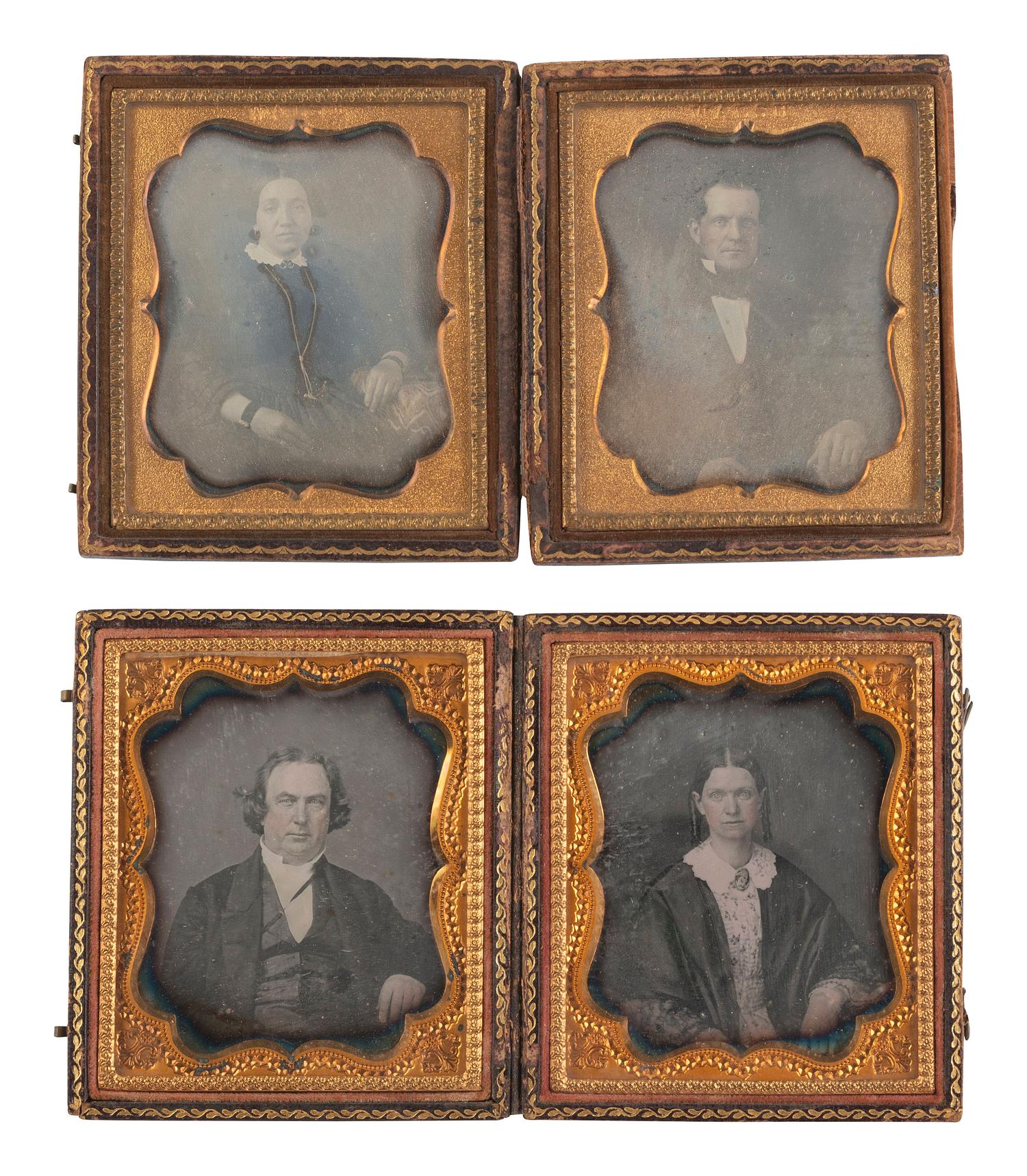 [EARLY PHOTOGRAPHY]. 14 pairs of sixth plate daguerreotype portraits housed together in same case.