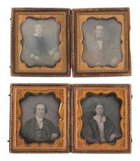 [EARLY PHOTOGRAPHY]. 14 pairs of sixth plate daguerreotype portraits housed together in same case.