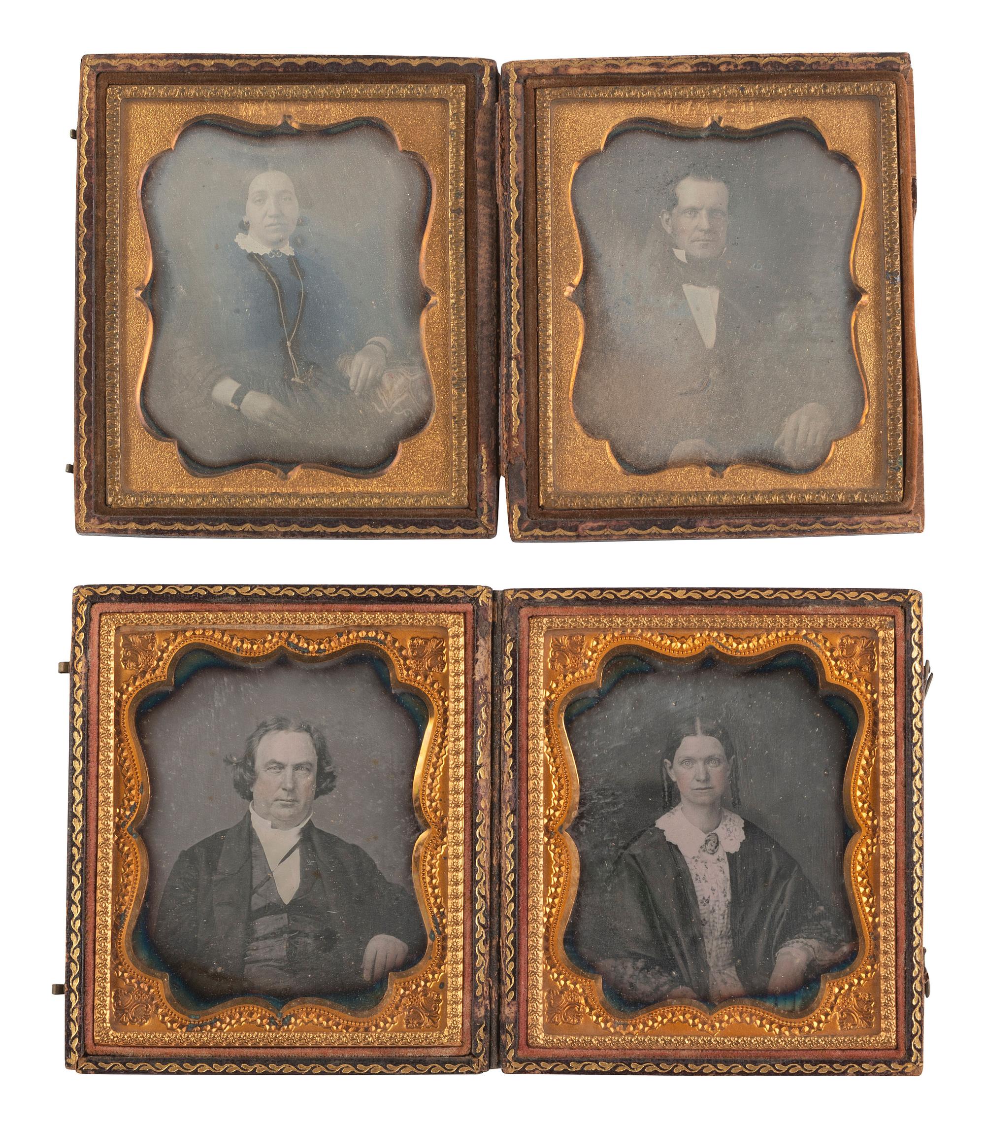 [EARLY PHOTOGRAPHY]. 14 pairs of sixth plate daguerreotype portraits housed together in same case.