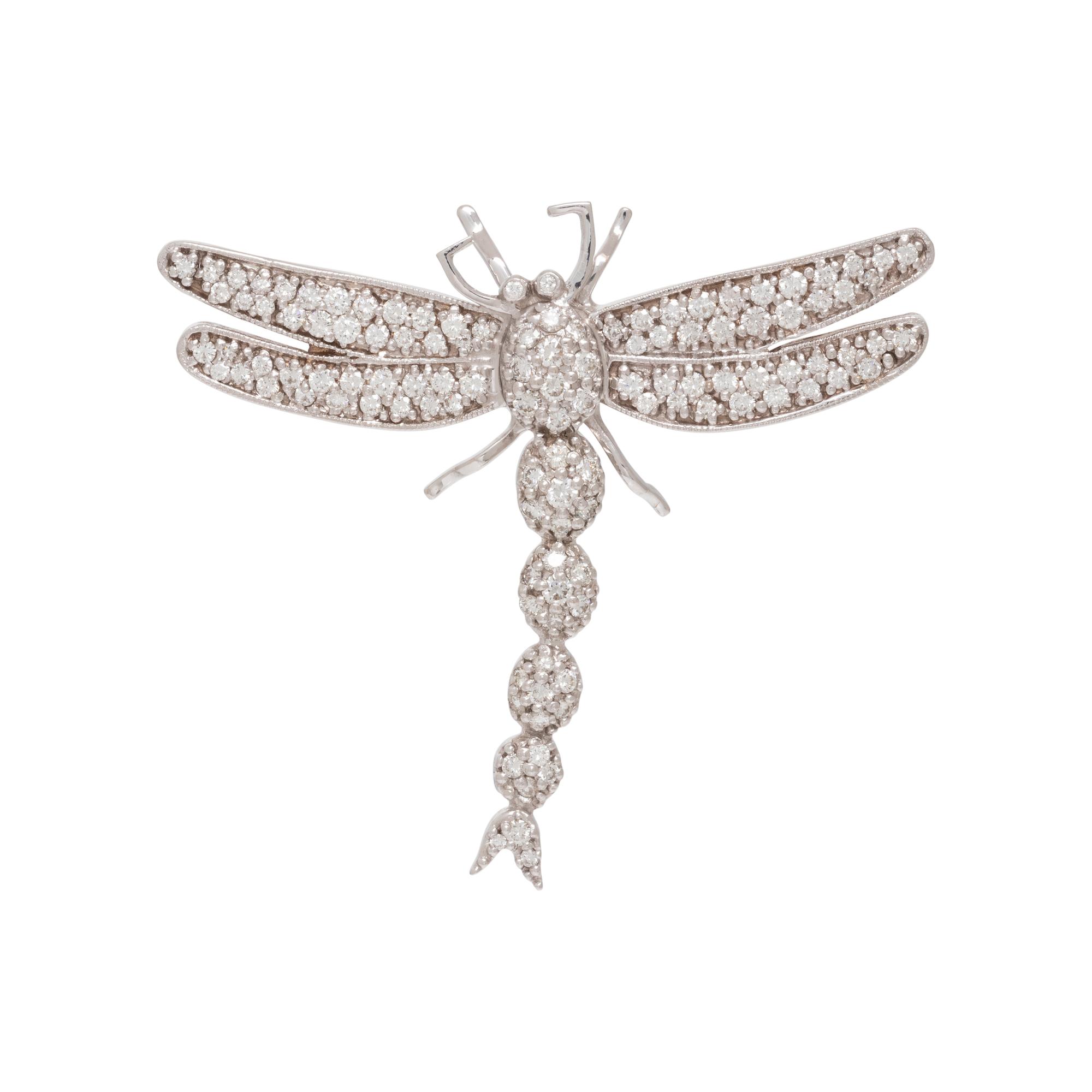 WHITE GOLD AND DIAMOND DRAGONFLY BROOCH
