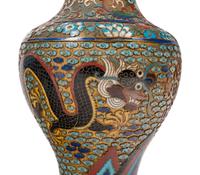 Three Chinese Cloisonné Enamel Vases and a Chinese Champlevé Vase