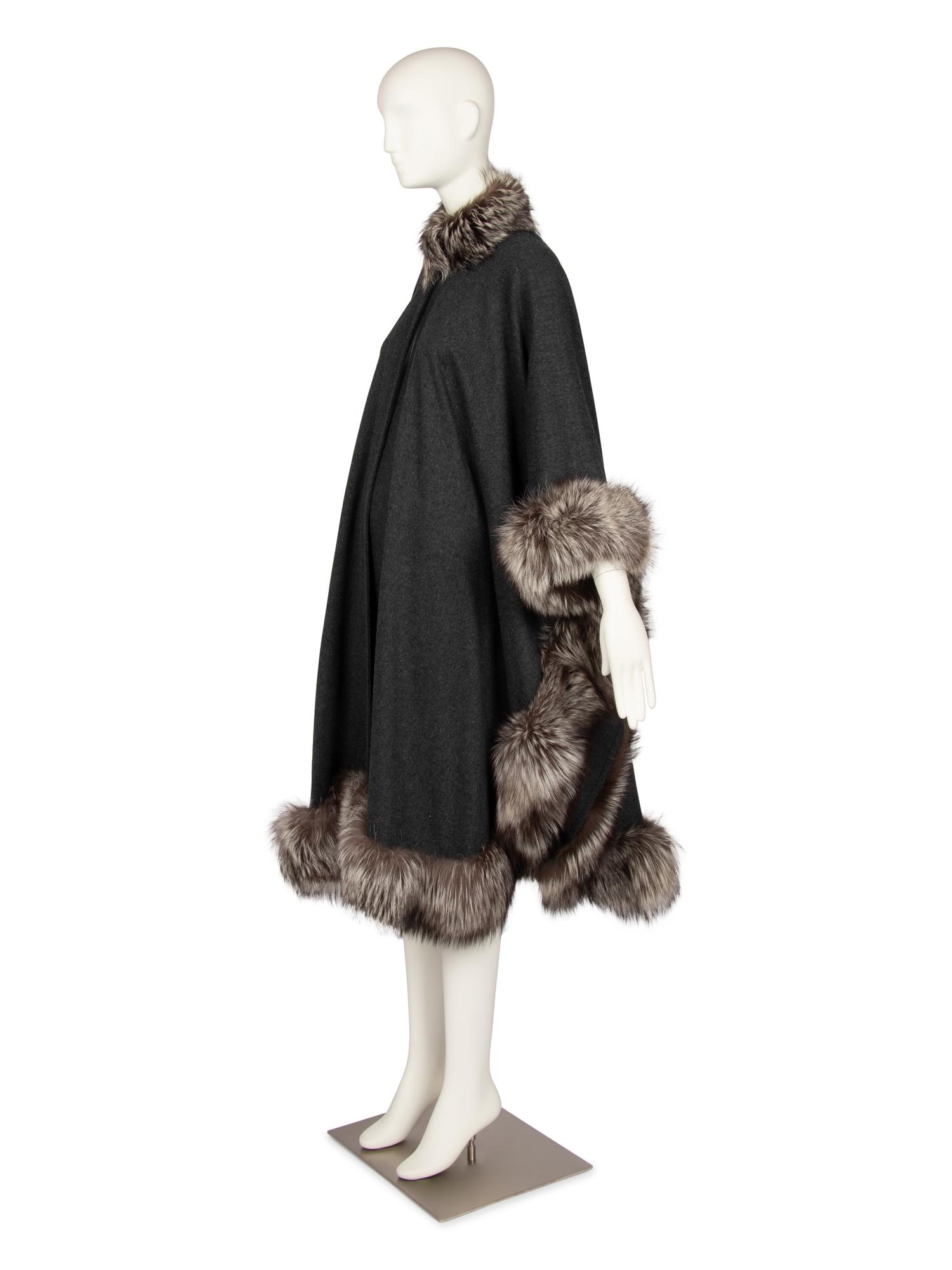 Two Bleu Kognac Fur Trimmed Capes