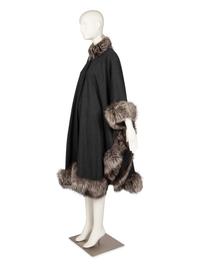 Two Bleu Kognac Fur Trimmed Capes