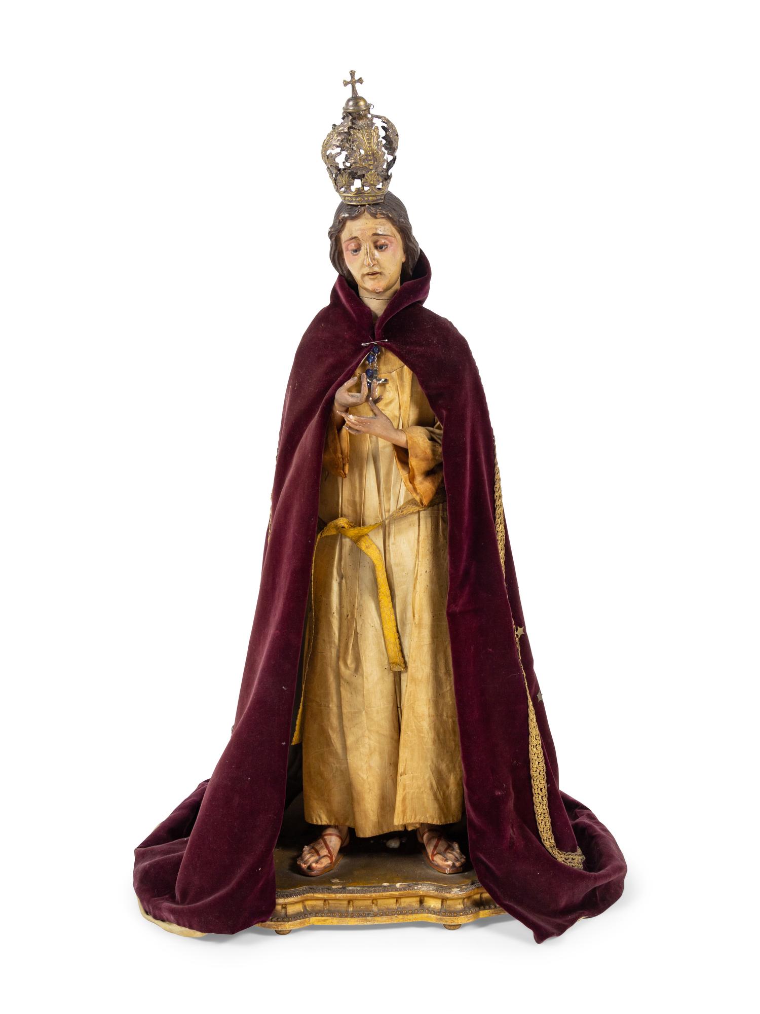 A Continental Painted Figure of a Saint