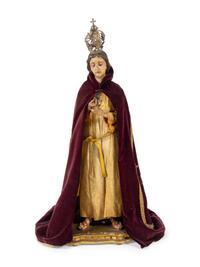 A Continental Painted Figure of a Saint