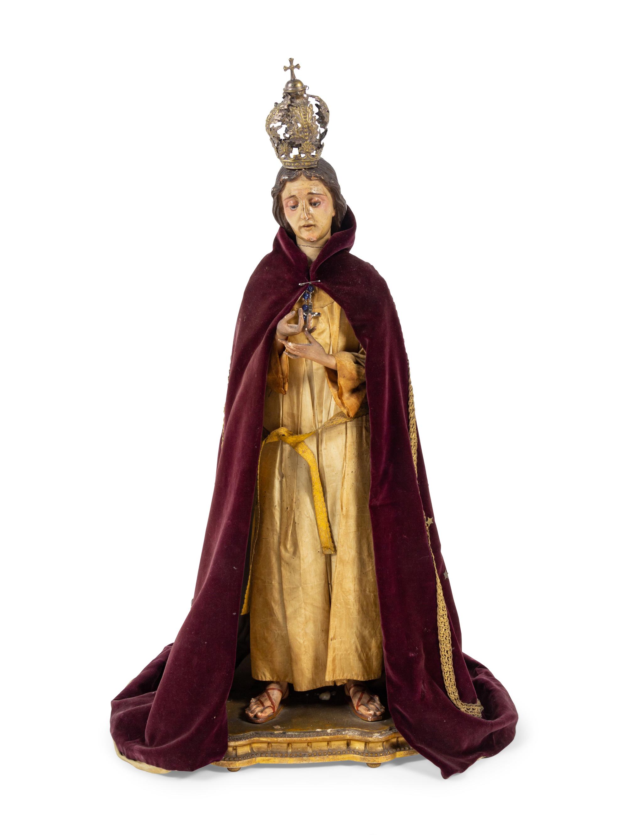 A Continental Painted Figure of a Saint