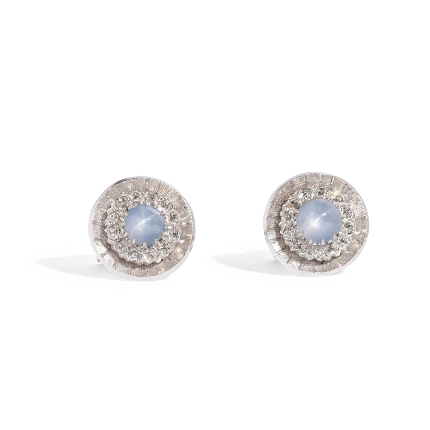 STAR SAPPHIRE AND DIAMOND CUFFLINKS