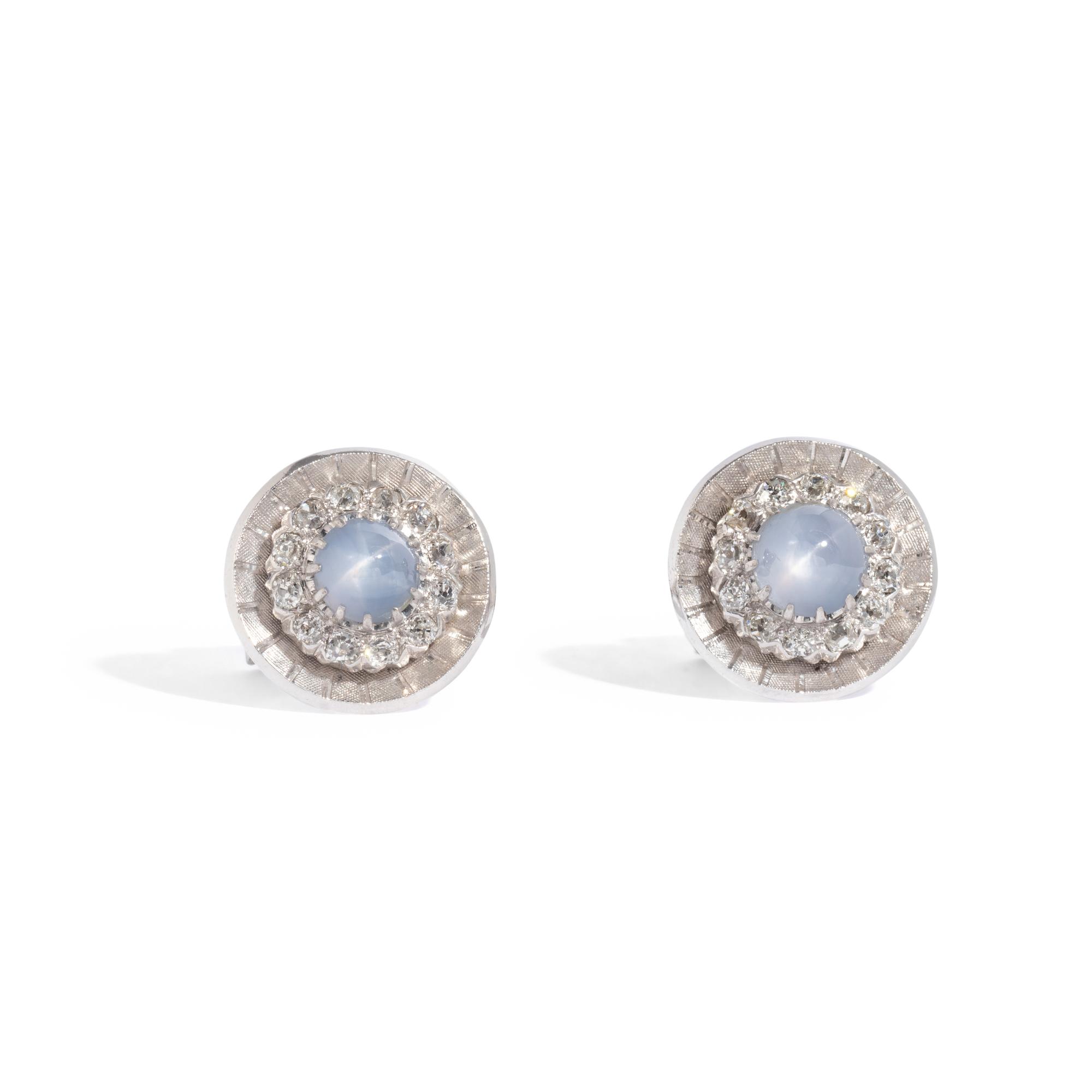 STAR SAPPHIRE AND DIAMOND CUFFLINKS