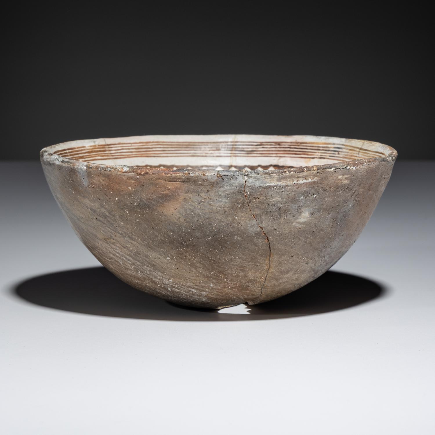Ancestral Pueblo, Mimbres Classic Black-on-White Pottery Bowl, with Fish