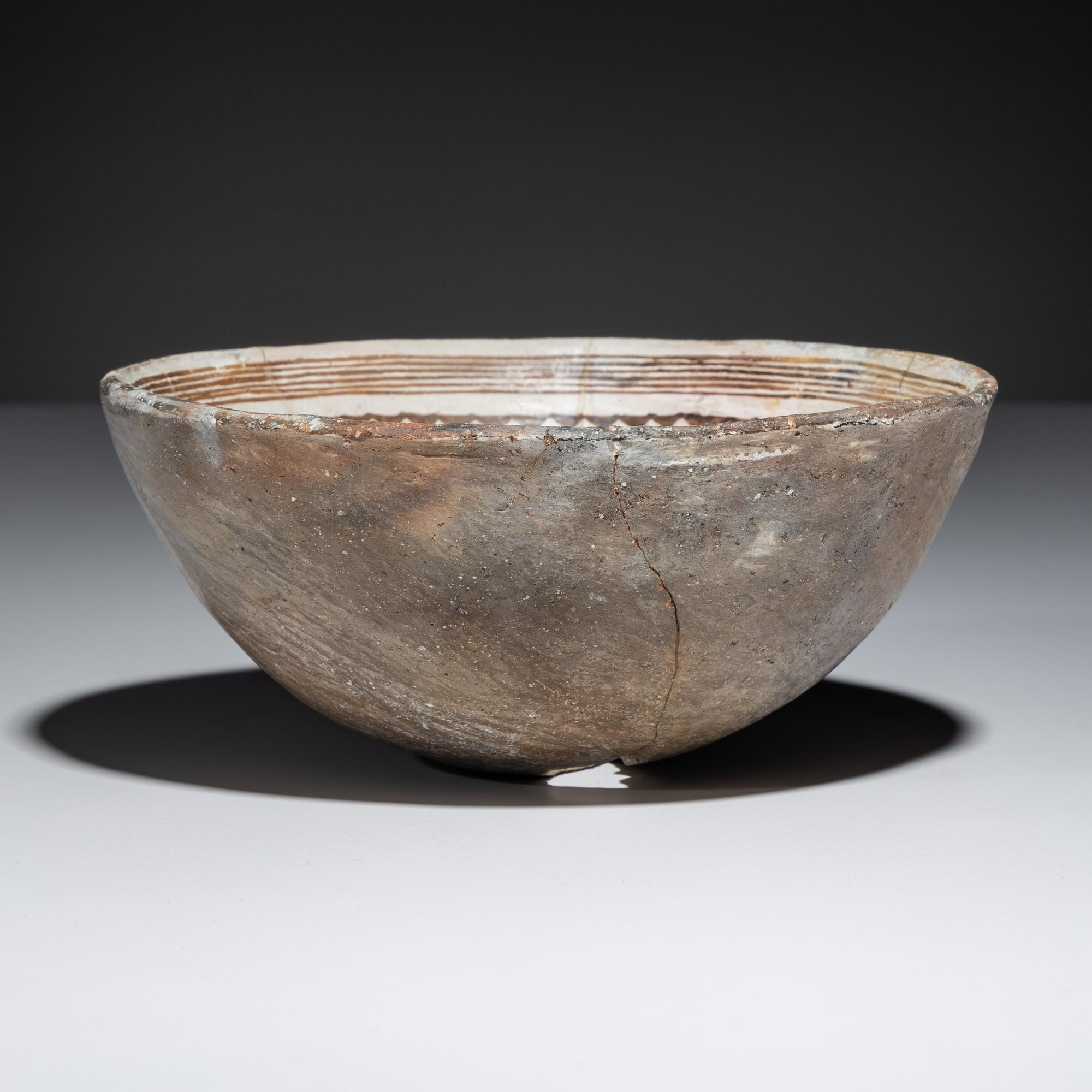 Ancestral Pueblo, Mimbres Classic Black-on-White Pottery Bowl, with Fish