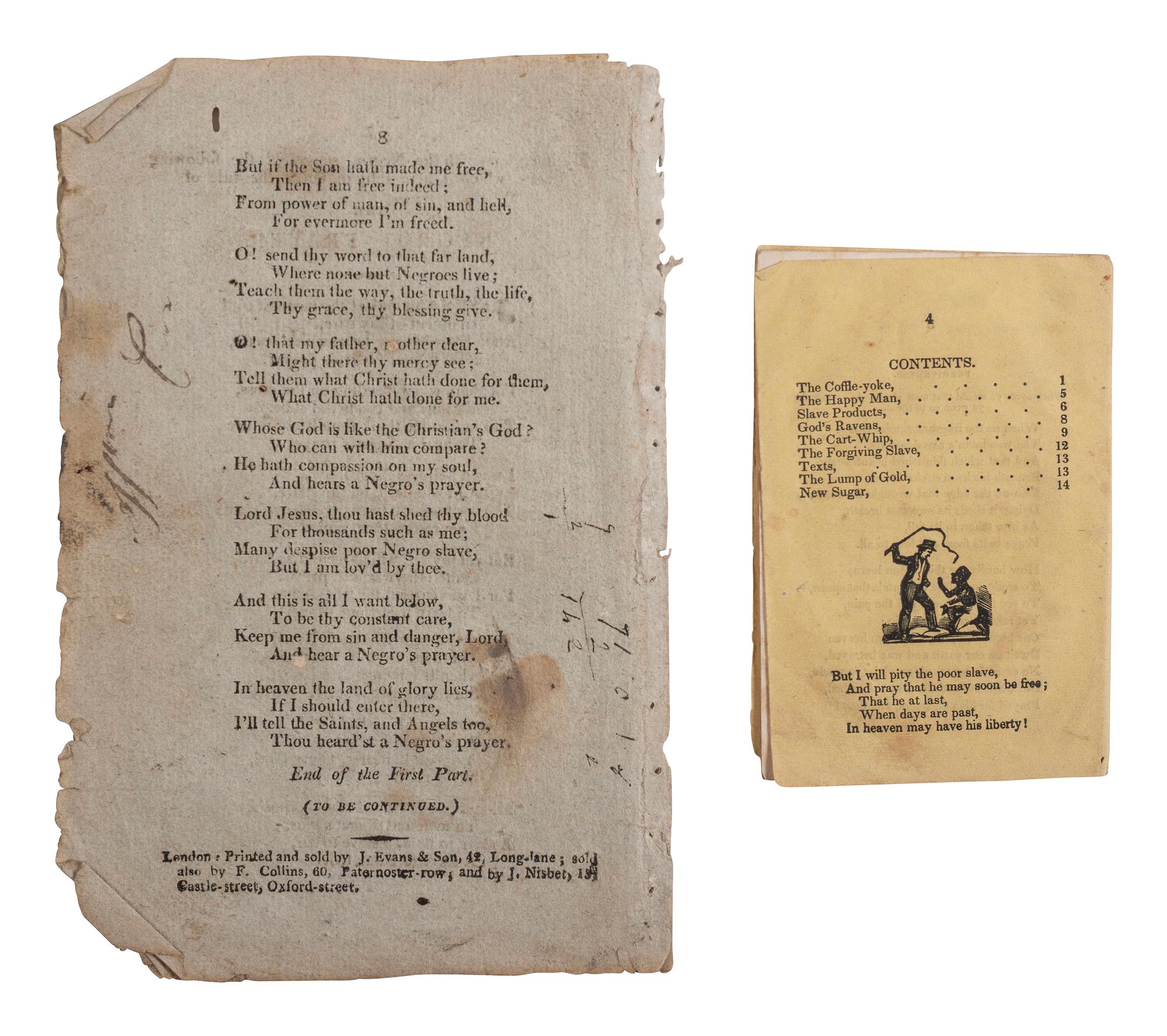 [ENSLAVEMENT & ABOLITION]. Two 19th-century imprints, incl. anti-slavery publication The Slave's Friend and The Negro Servant .