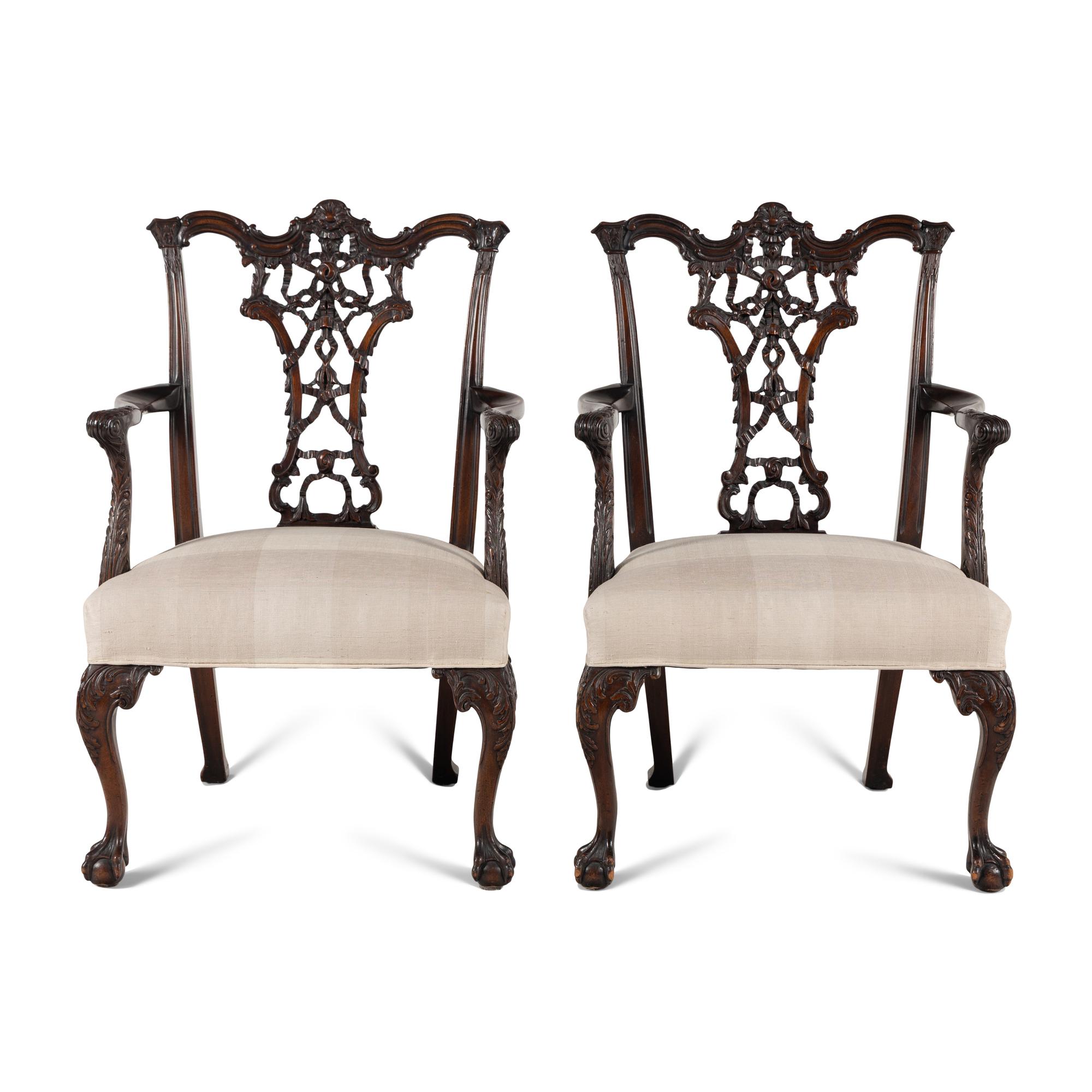 A Pair of George III Style Mahogany Armchairs