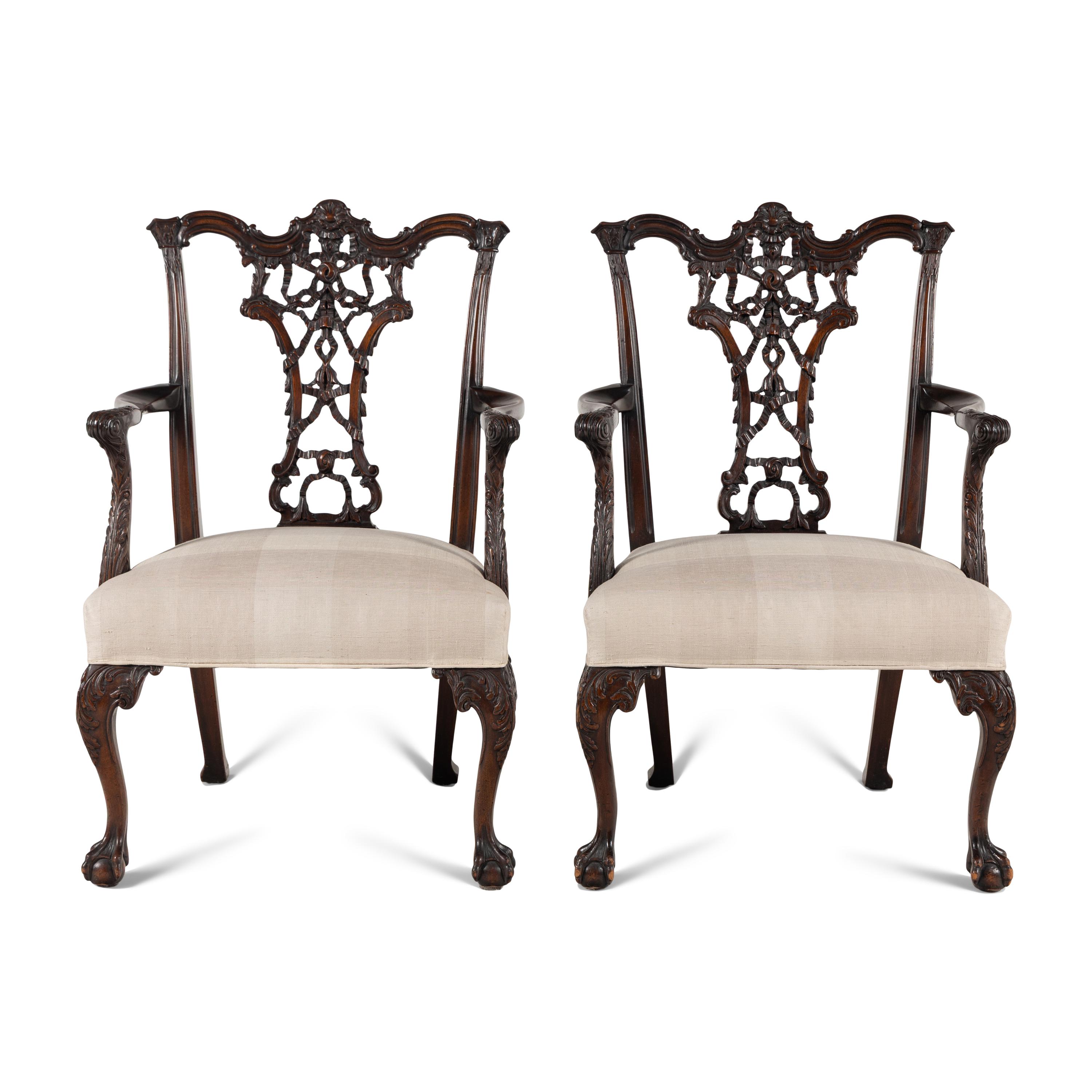 A Pair of George III Style Mahogany Armchairs