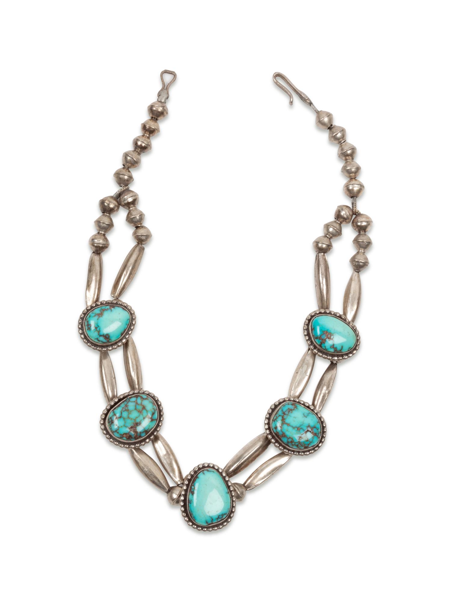 Navajo Silver and Turquoise Necklace