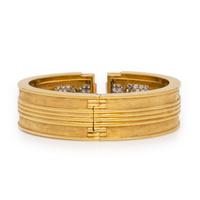 Frattini, Yellow Gold and Diamond Hinged Cuff Bracelet