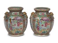 A Pair of Rose Medallion Porcelain Vases
