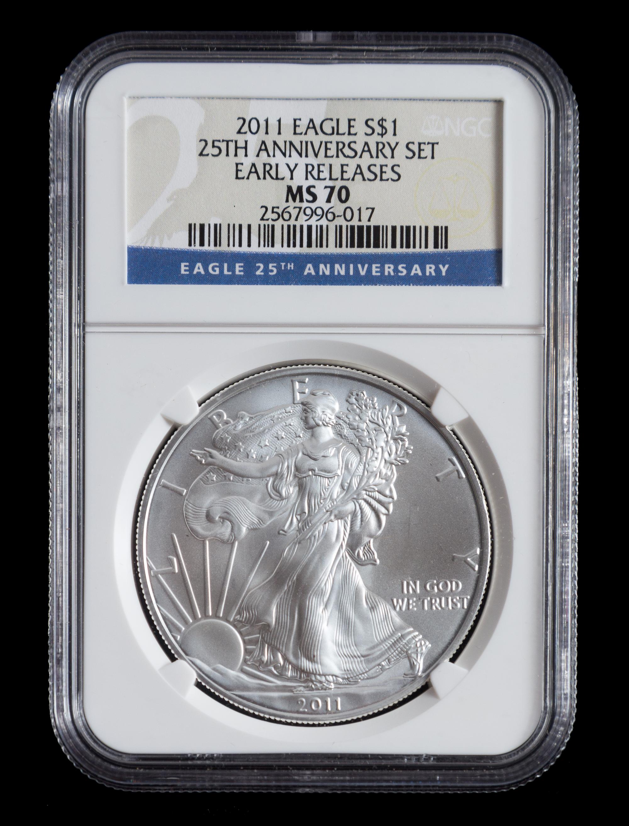 A Collection of United States 2011 Silver Eagle: Early Release $1 Proof and Mint Coins