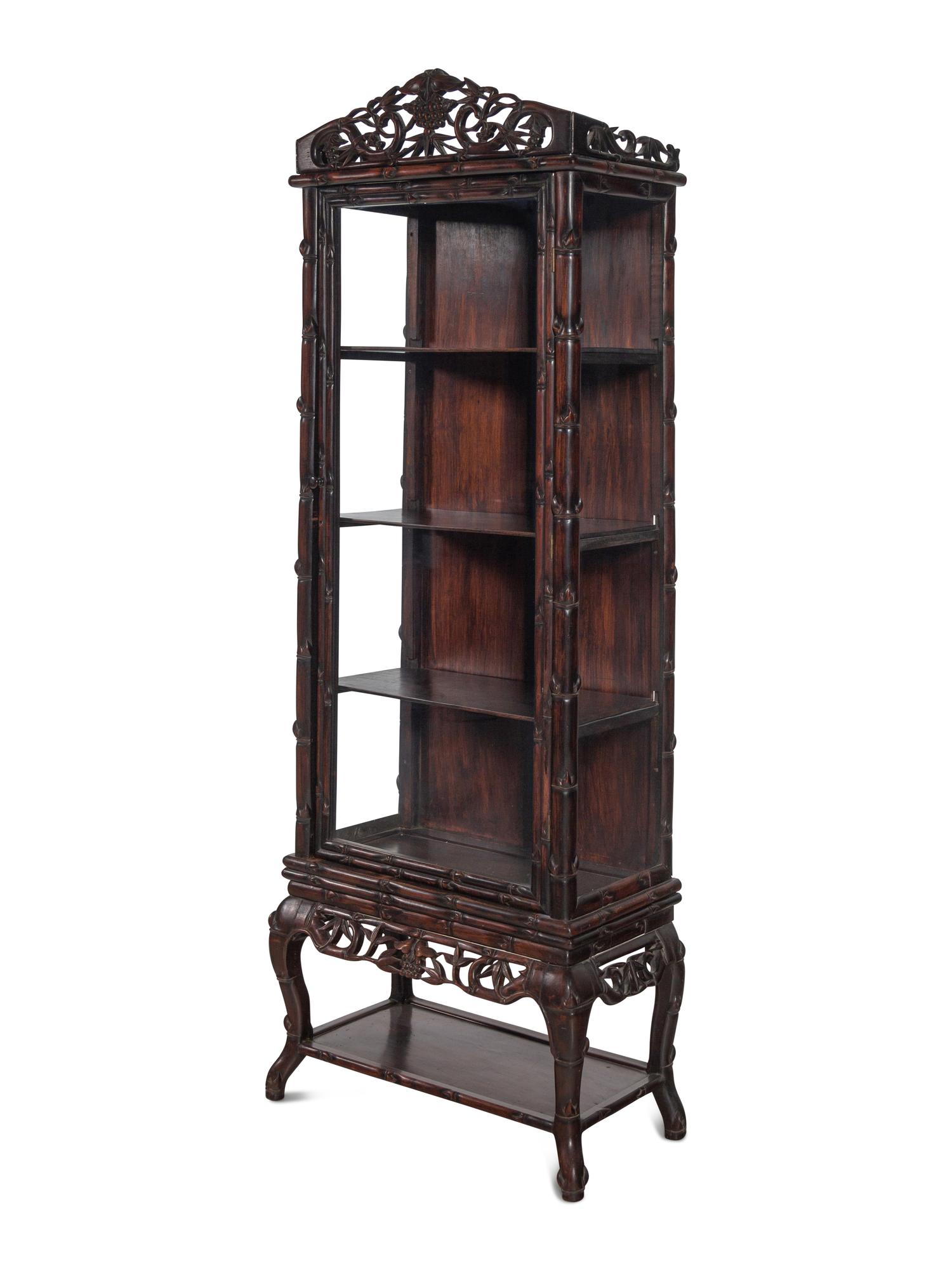 A Chinese Export Hardwood Displaying Cabinet