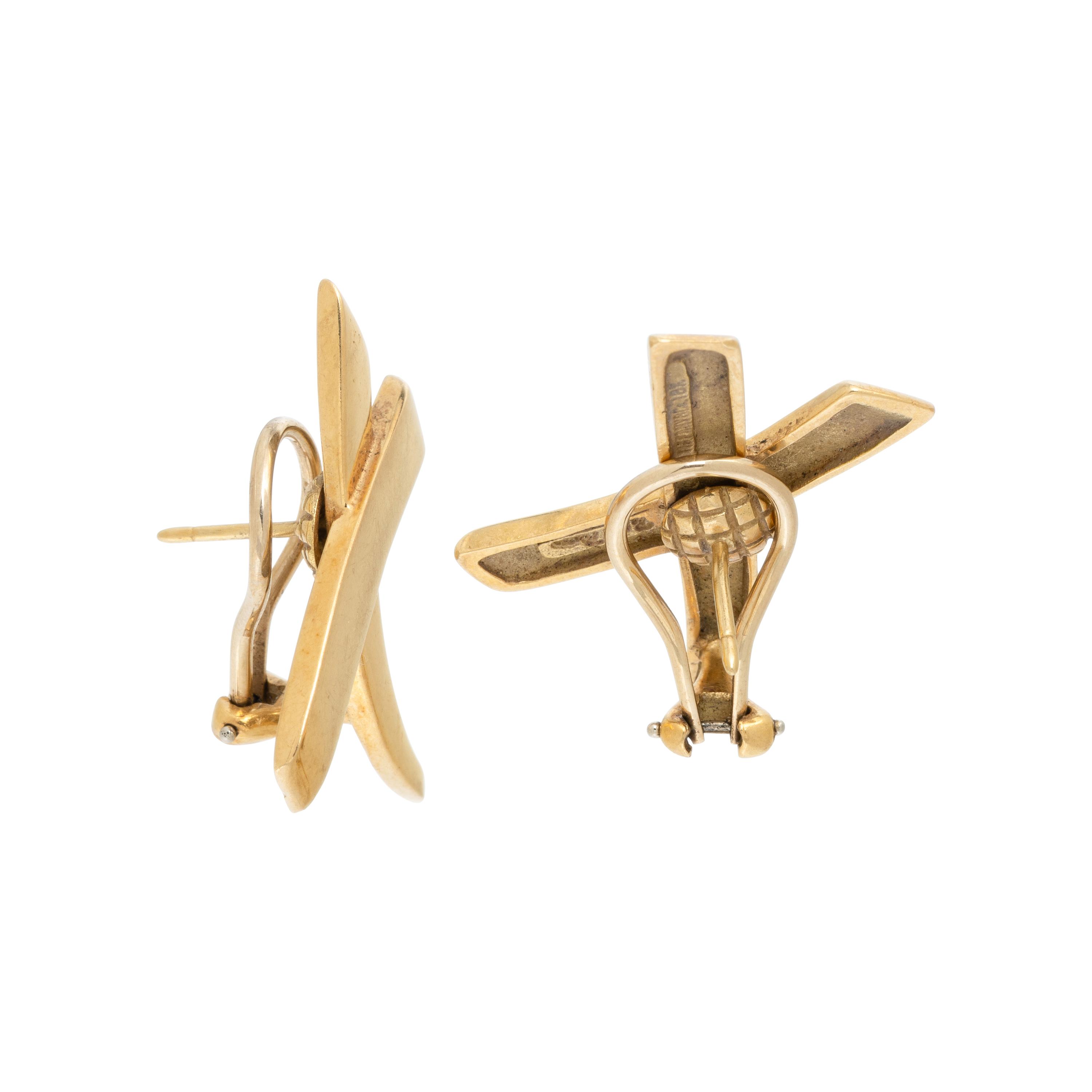TIFFANY & CO., PALOMA PICASSO, YELLOW GOLD 'GRAFFITI X' EARRINGS
