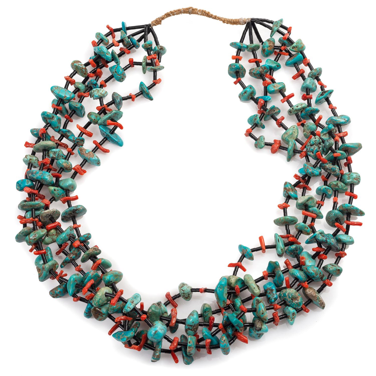 Pueblo Five-Strand Necklace, with Traditional Cord Wrapping