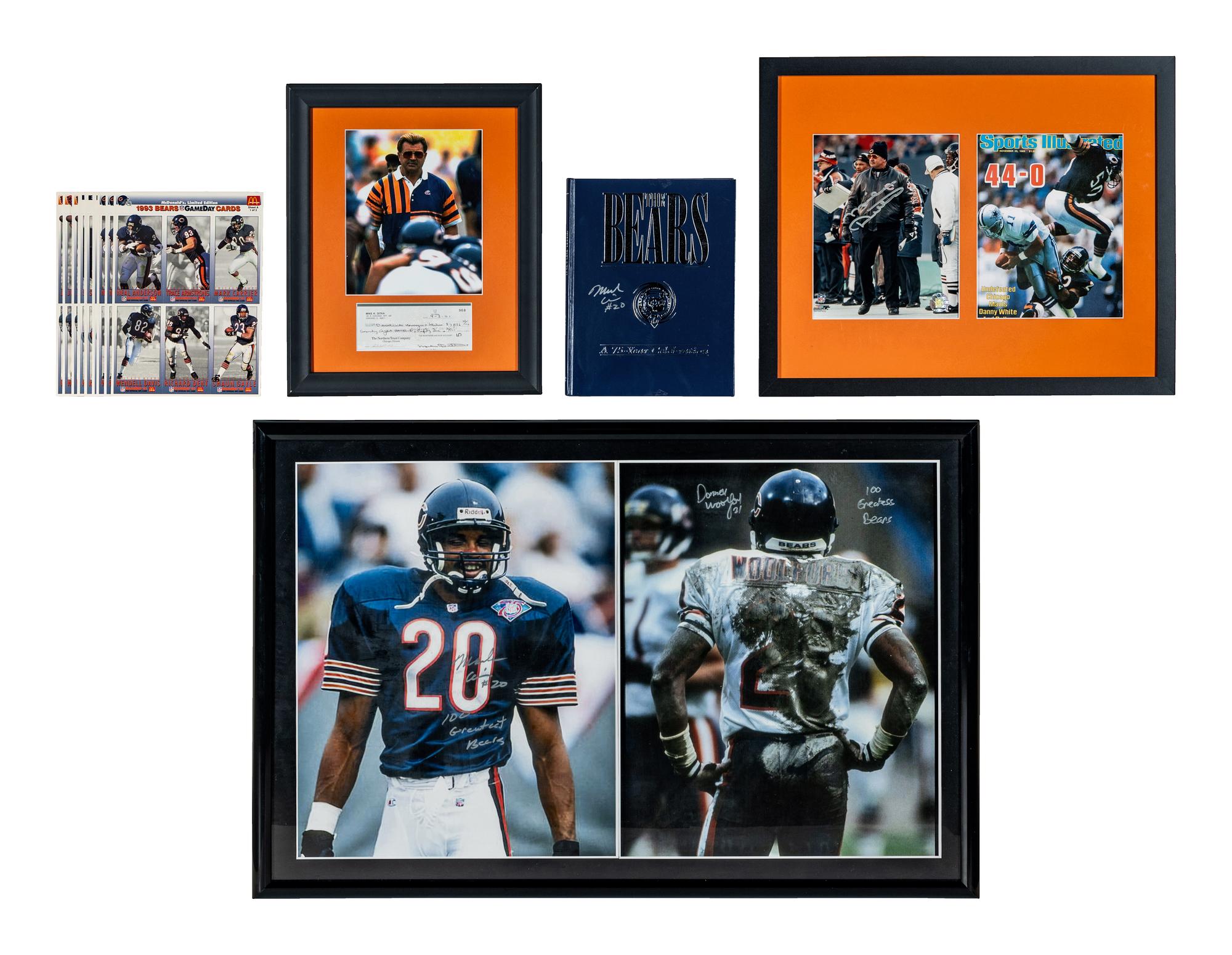 A Collection of 1990s Chicago Bears Signed Displays Including Mike Ditka and Mark Carrier