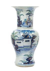 A Large Chinese Doucai Porcelain Yenyen Vase 17TH/18TH CENTURY Height 17 3/4 inches. — 17TH/18TH CENTURY