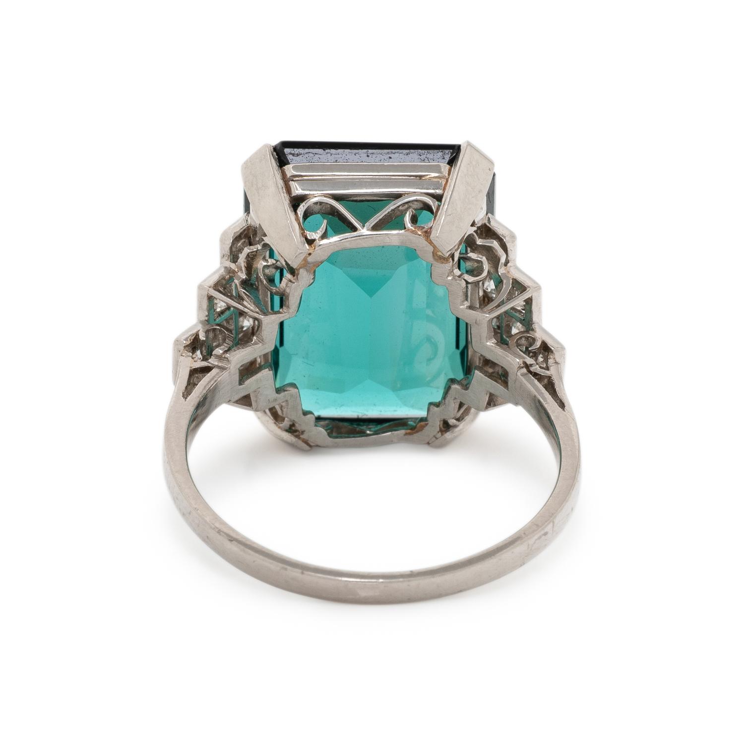 GREEN TOURMALINE AND DIAMOND RING