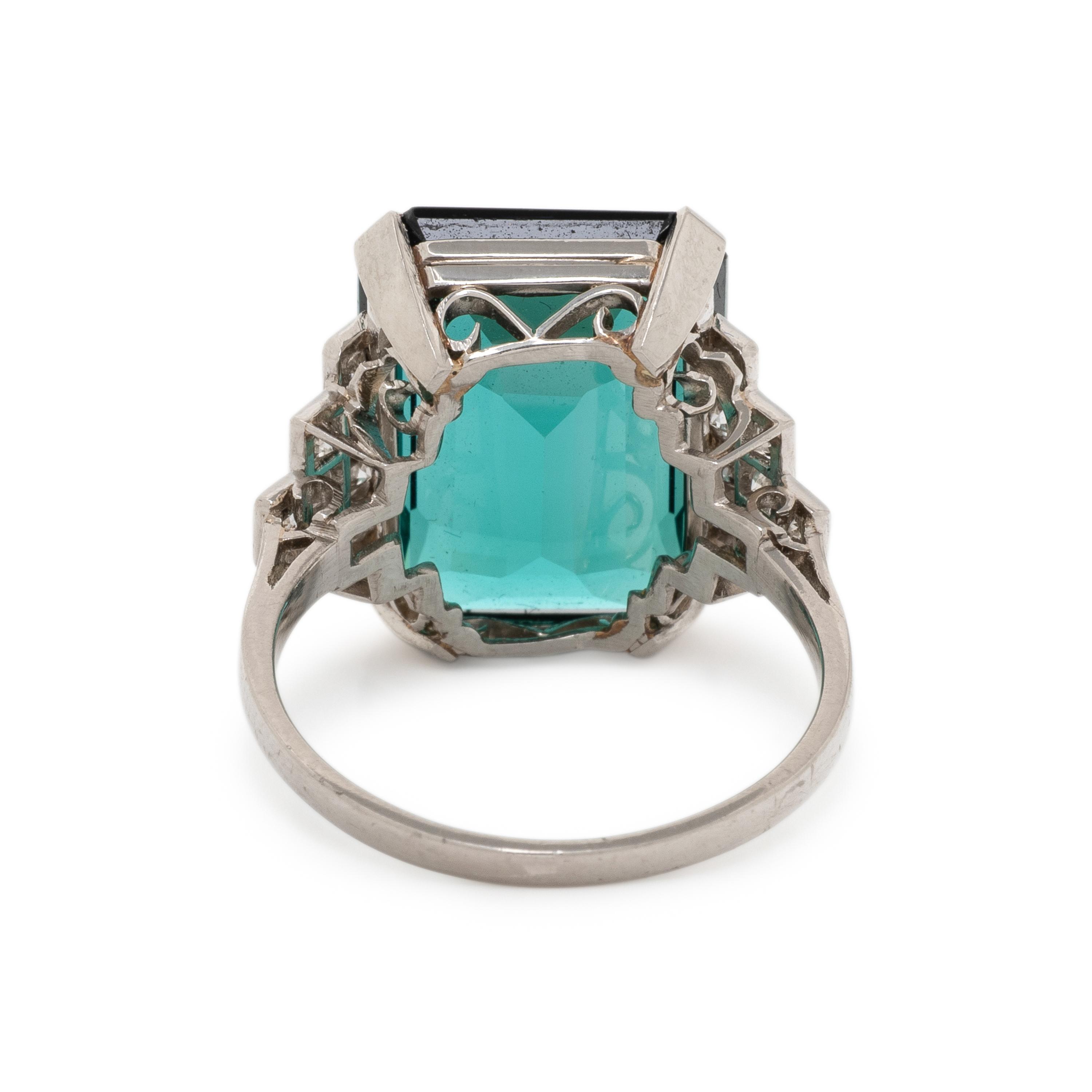 GREEN TOURMALINE AND DIAMOND RING