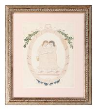 Six Figural Pinprick and Watercolor Pictures