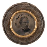 [POLITICS]. John Bell and Edward Everett back-to-back campaign ferrotype badge. 1860.