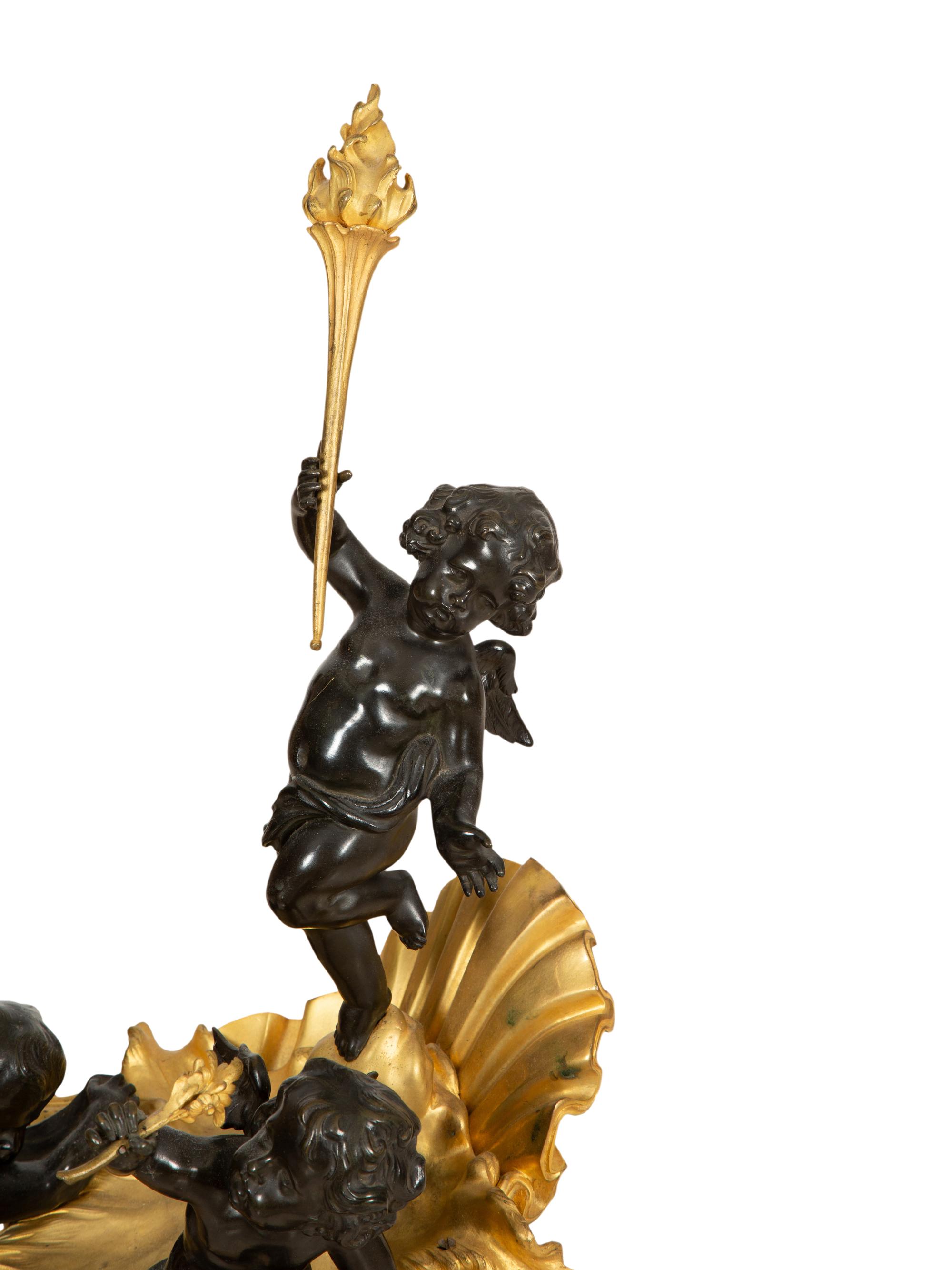 A Raingo Frères Monumental Gilt Bronze Chariot Clock