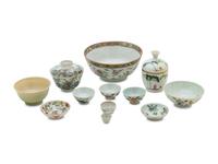 Twelve Chinese Famille Rose ‘Flower’ Porcelain Articles