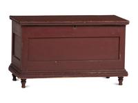 A Late Country Federal Red Painted Cherrywood Blanket Chest