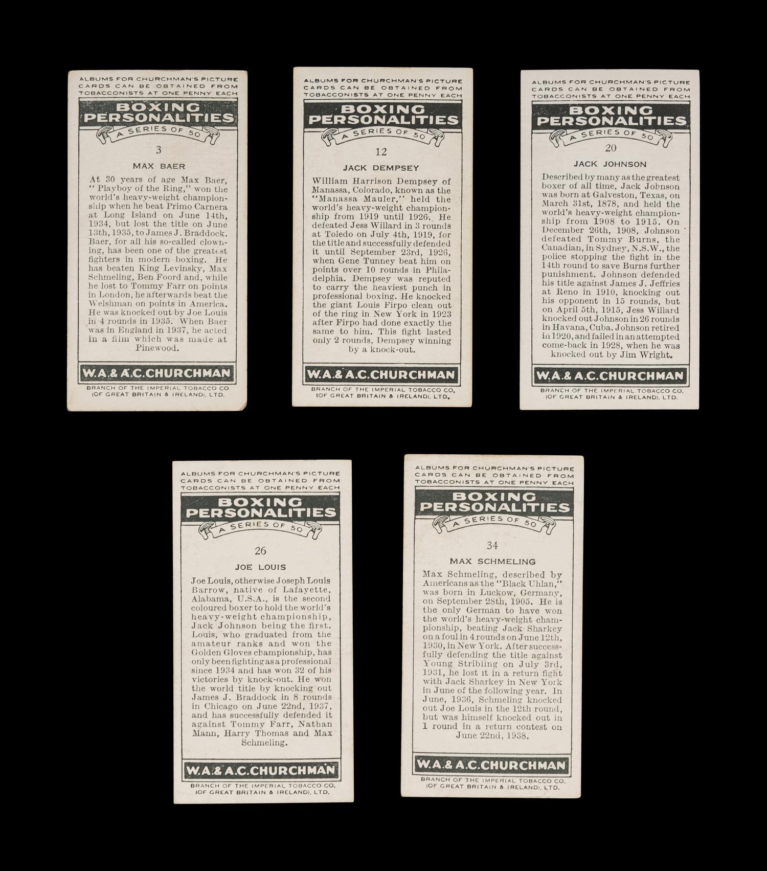 A Complete Set of 1938 Churchman's Cigarettes Boxing Cards (50/50)