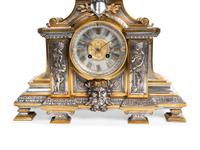 A French Gilt and Silvered Bronze Figural Mantel Clock