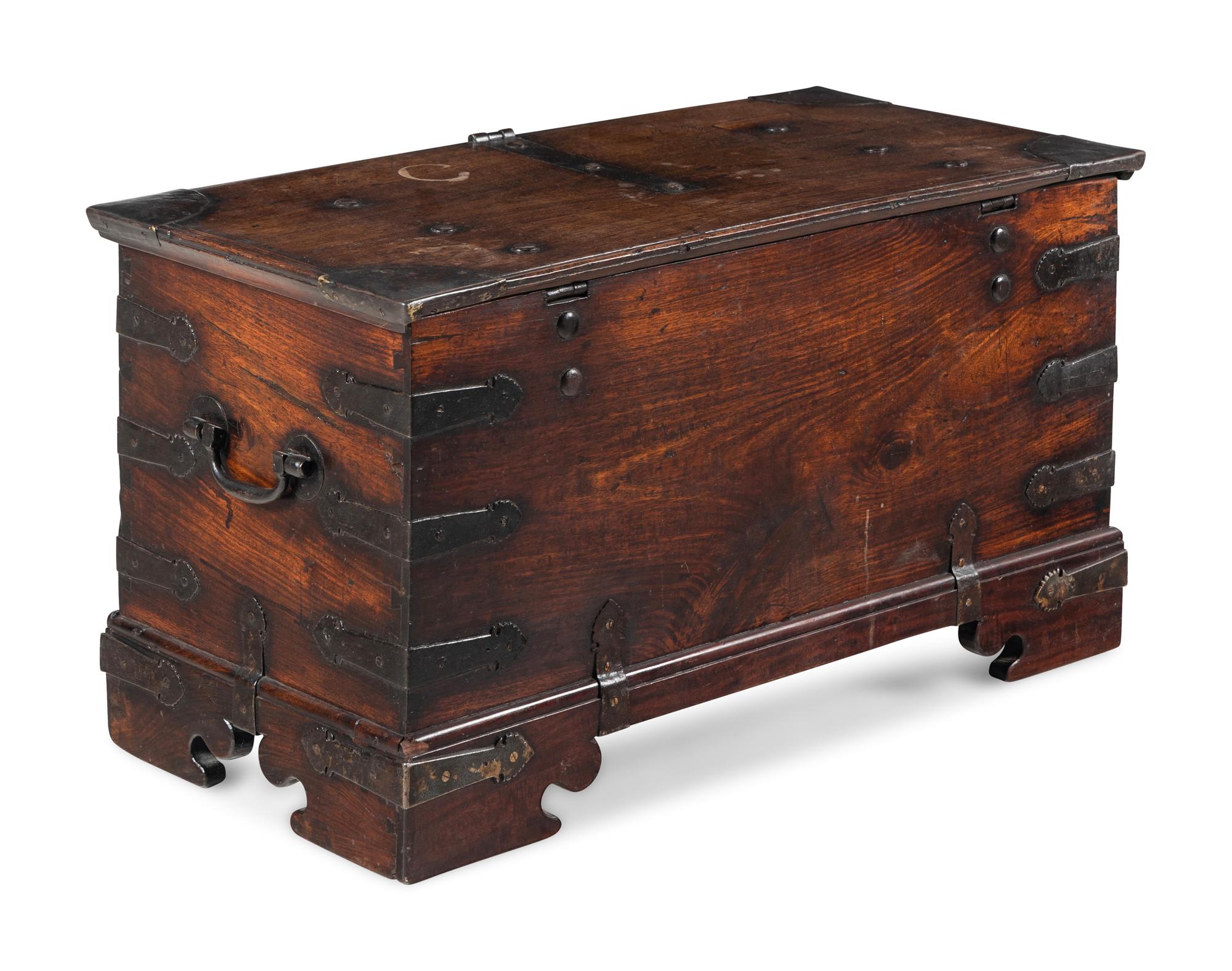 A Continental Iron Mounted Walnut Chest