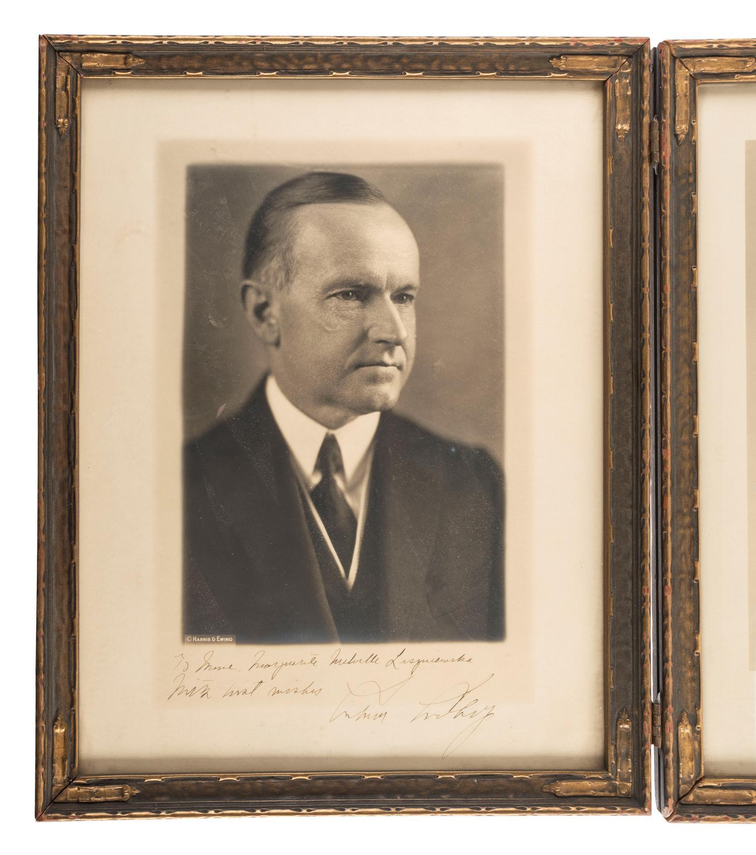 [POLITICS]. COOLIDGE, Calvin (1872-1933) and COOLIDGE, Grace (1879-1957). INSCRIBED photographs.