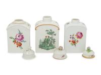 Three German Porcelain Tea Caddies