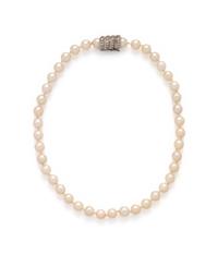 CULTURED PEARL AND DIAMOND NECKLACE