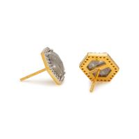 COLORED DIAMOND AND DIAMOND STUD EARRINGS