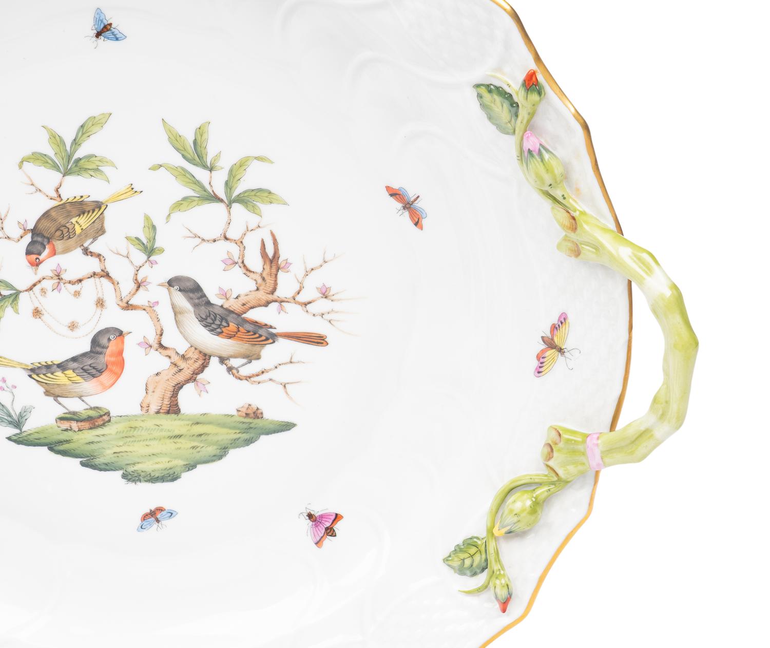 A Collection of Herend Rothschild Bird Porcelain Serving Pieces