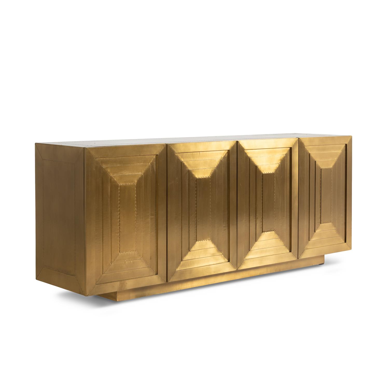 A Contemporary Aged Brass-Clad Console Cabinet