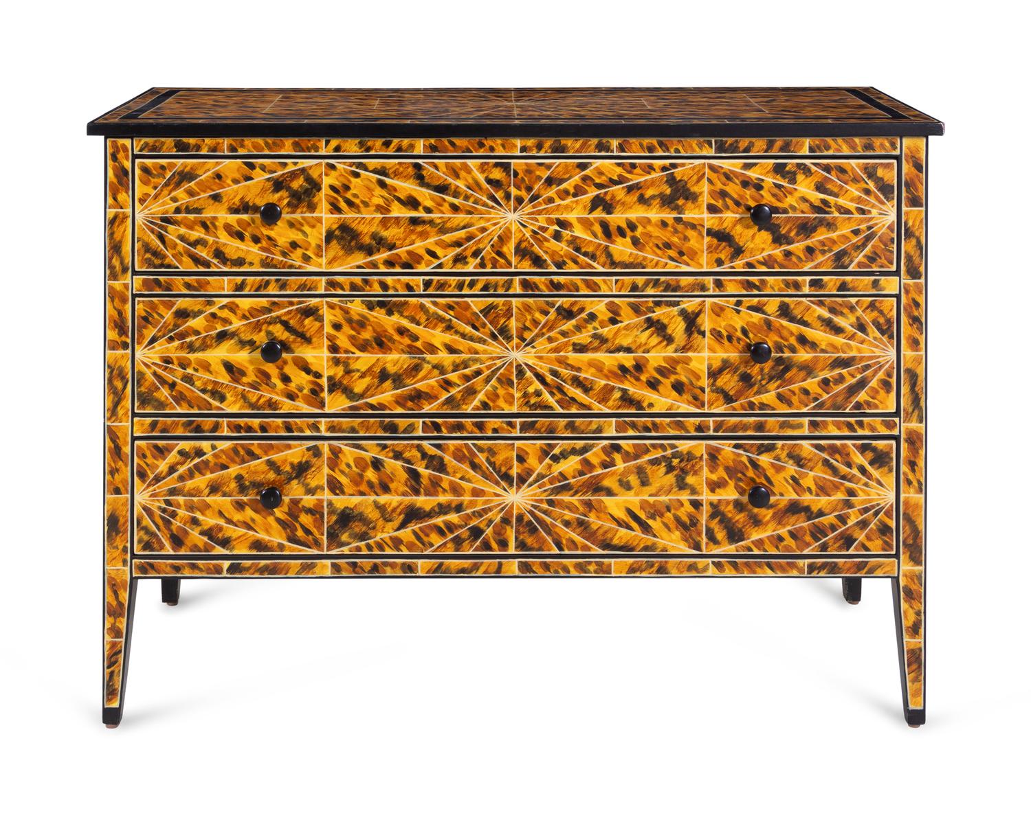 A Faux Tortoise Shell Painted Commode