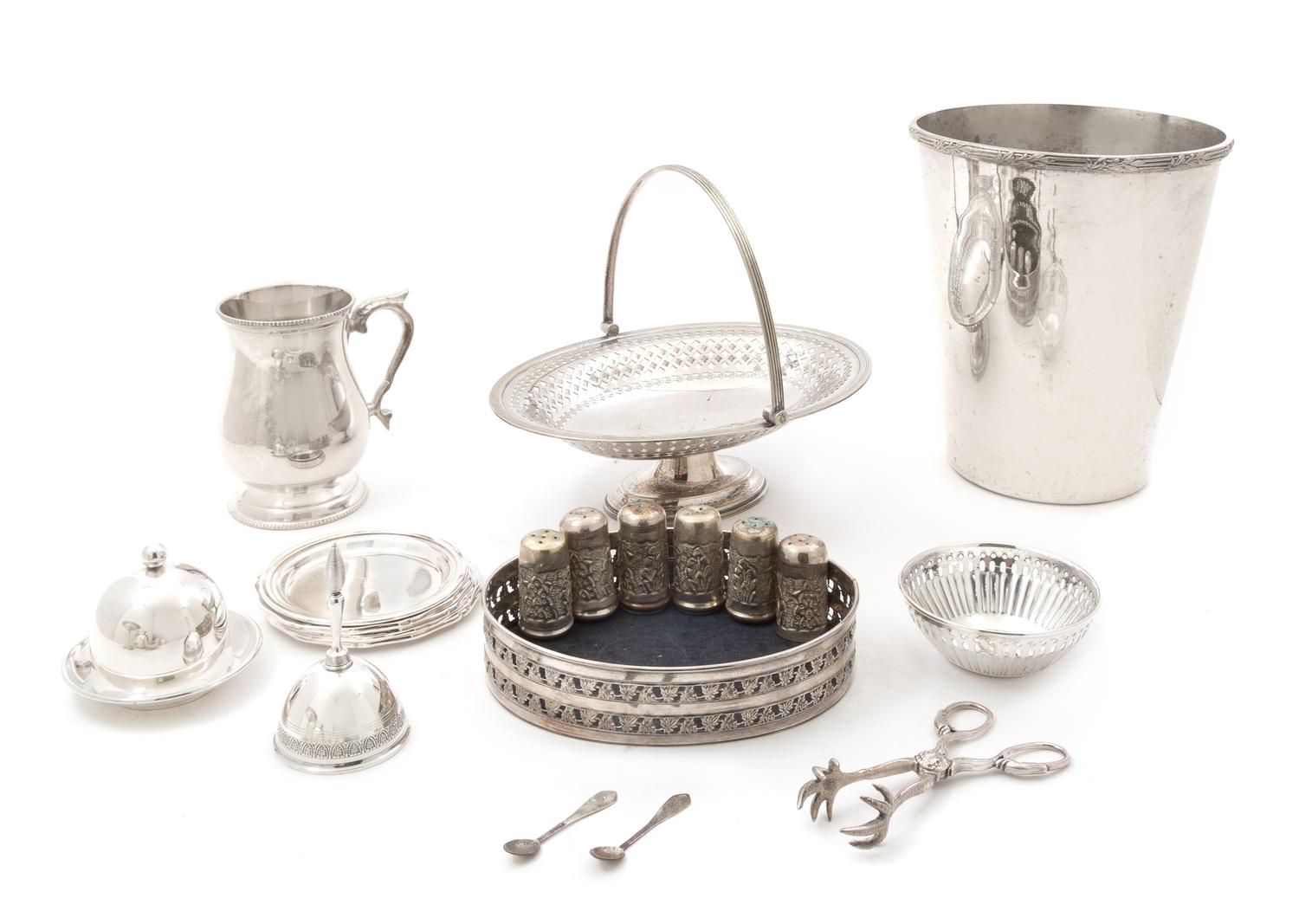 A Group of Silver-Plate Articles Height of first 9 1/2 inches.