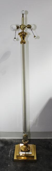 A Metal and Crystal Floor Lamp. Height 60 inches